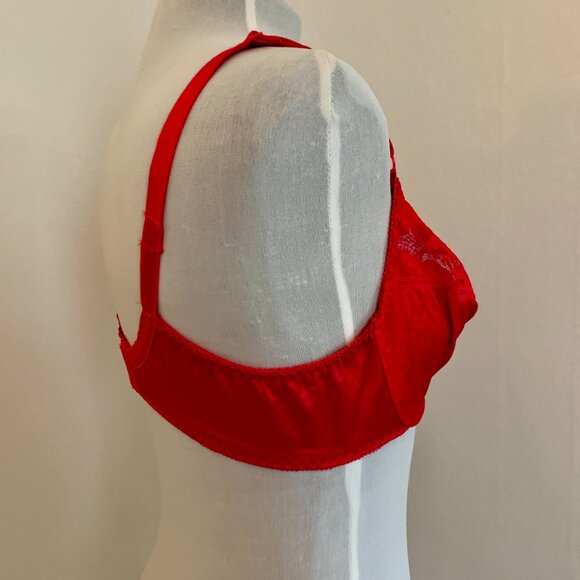 VTG Bravissimo Hot Pink Sexy 40 C Lace Bra 7550 Plus Underwire Silky Sheer Push - Picture 8 of 12